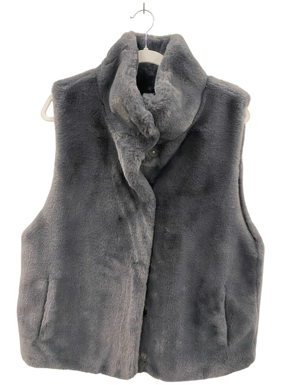 Cozy Faux Fur Sleeveless Vest - Gray